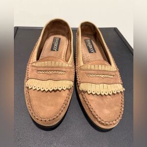 Brassboot Tan Fringe Suede Leather Business Office Loafers Slip Ons for Men
